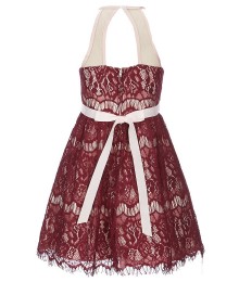 Rare Editions Burgundy Sleeveless Lace Dress 